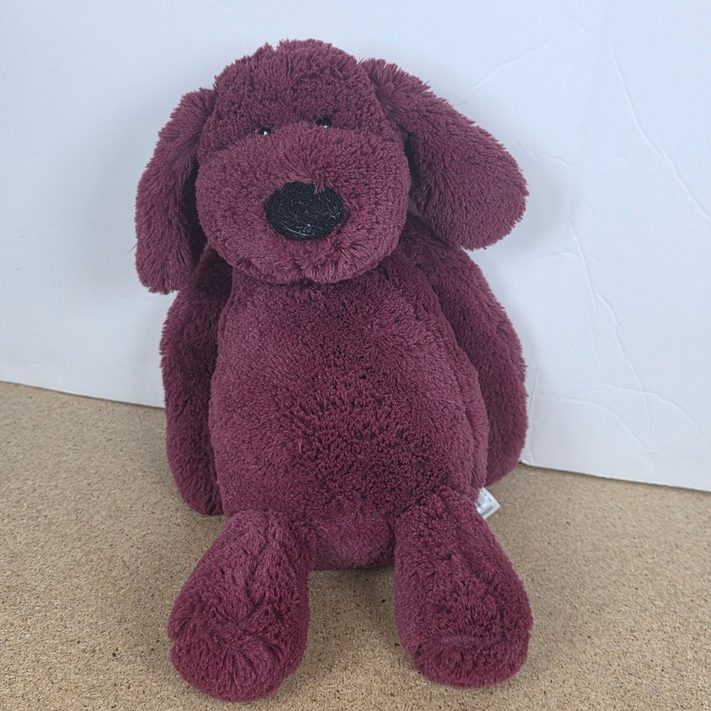 Aurora World Guff Dog Plush Plum Burgundy Shaggy Floppy Stuffed Animal 14‎ Inch